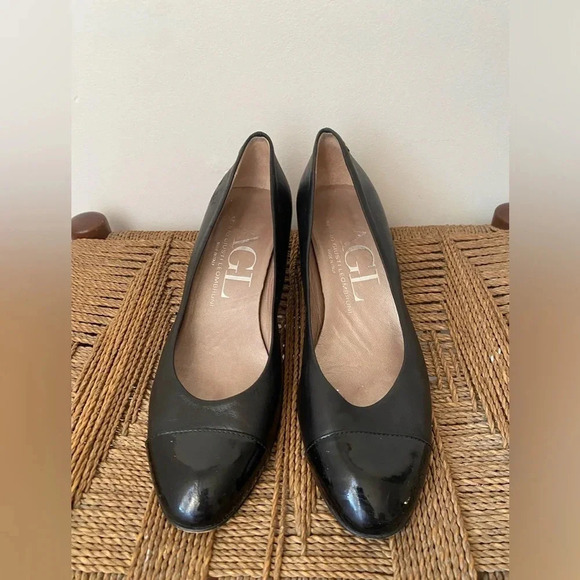 AGL Attilio Giusti Leombruni Cap Toe Pumps Women’s 38.5 Heels Black Leather - Picture 3 of 7